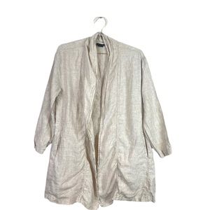 Tahari • 100% Linen Oatmeal Oversized Duster Kimono Size S